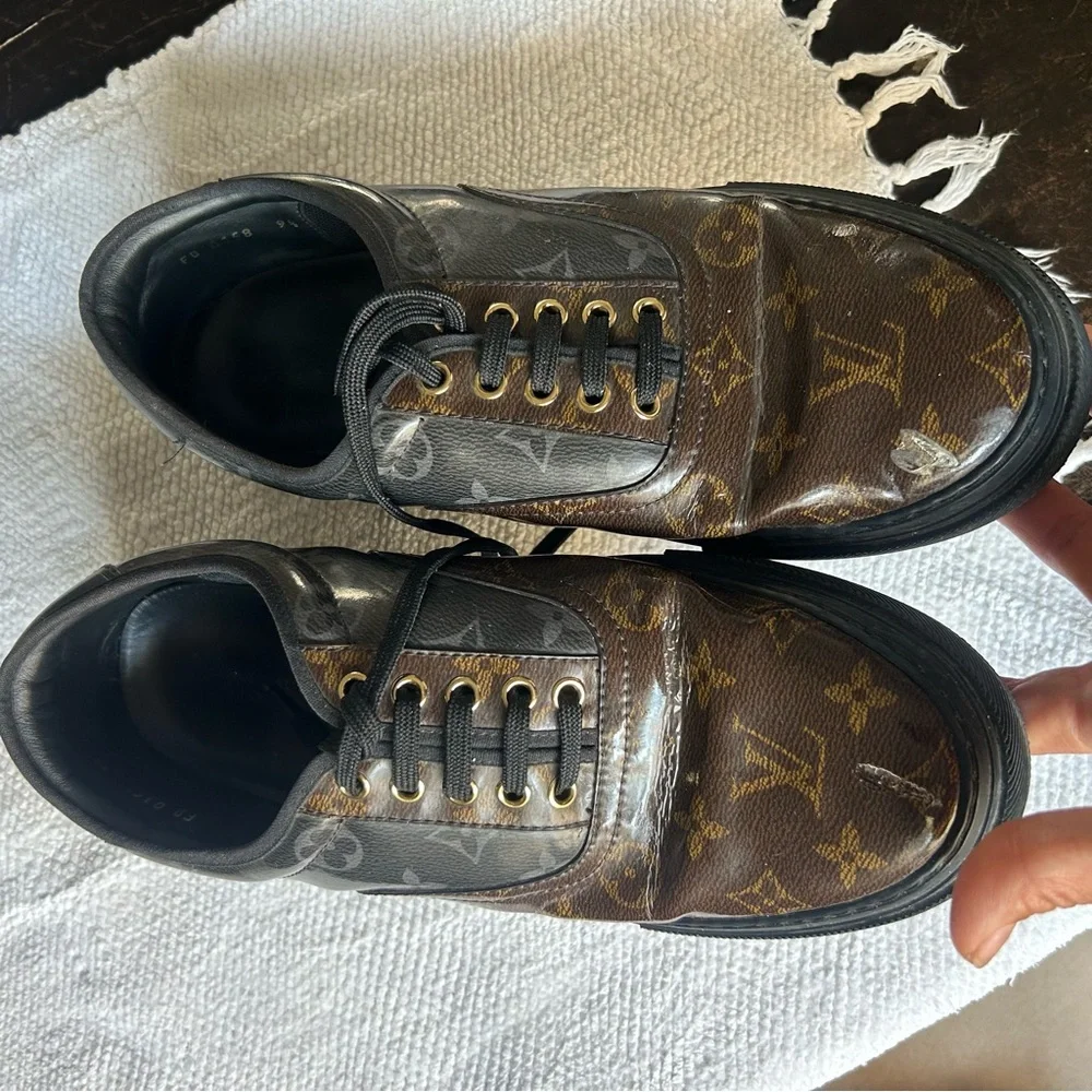 Louis Vuitton Brown Sneakers with Monogram Design